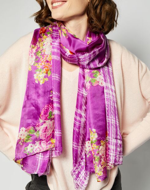 Foulard 100% Soie violet - 110x190 cm