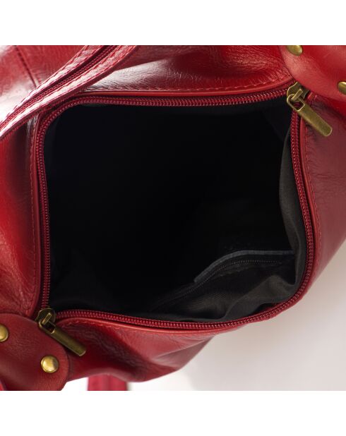 Sac seau en Cuir rouge - 30x18x27 cm