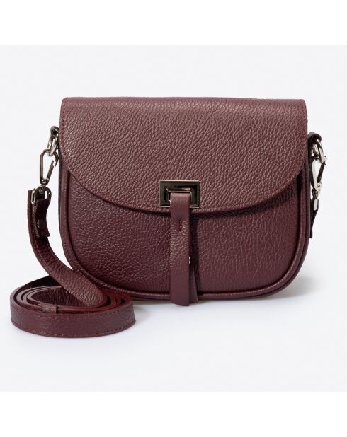 Sac bandoulière en Cuir Bela vin - 20x7x16 cm