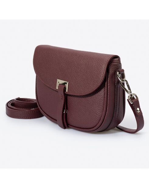 Sac bandoulière en Cuir Bela vin - 20x7x16 cm