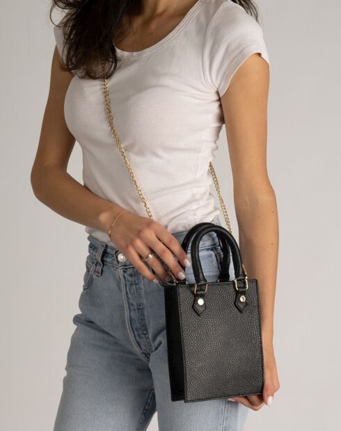 Sac à main en Cuir Nova noir - 14.5x5.5x18.5 cm