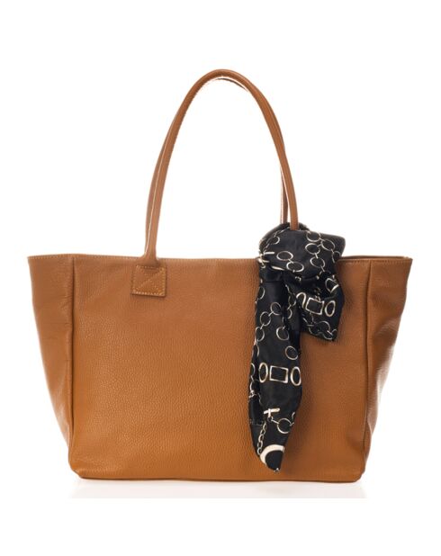 Cabas en Cuir Polina cognac - 35x16x27 cm