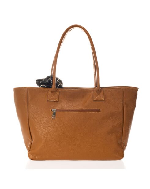 Cabas en Cuir Polina cognac - 35x16x27 cm