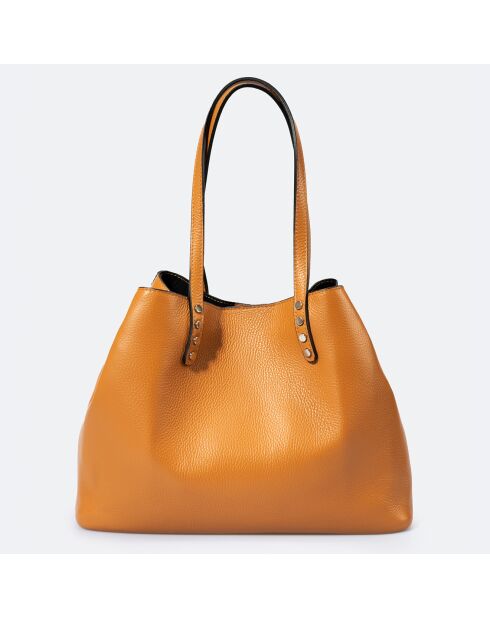 Sac porté épaule en Cuir Sonia cognac - 39x20x29 cm