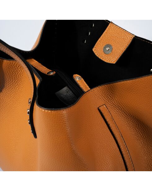 Sac porté épaule en Cuir Sonia cognac - 39x20x29 cm