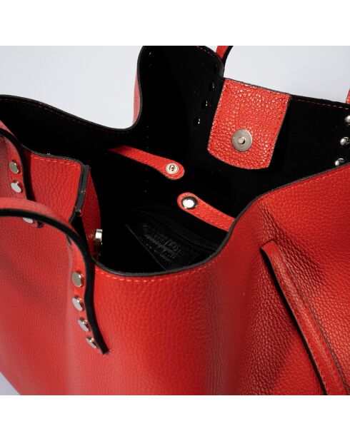 Sac porté épaule en Cuir Sonia rouge - 39x20x29 cm