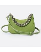 Sac bandoulière en Cuir Mia vert - 18x5x10 cm