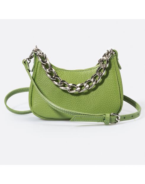 Sac bandoulière en Cuir Mia vert - 18x5x10 cm