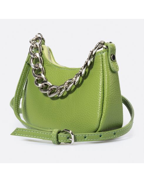 Sac bandoulière en Cuir Mia vert - 18x5x10 cm