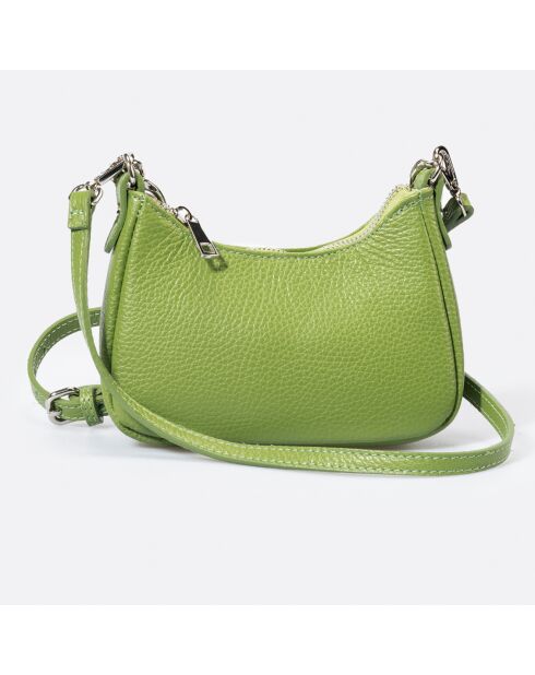 Sac bandoulière en Cuir Mia vert - 18x5x10 cm