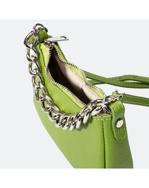 Sac bandoulière en Cuir Mia vert - 18x5x10 cm