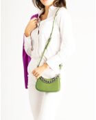 Sac bandoulière en Cuir Mia vert - 18x5x10 cm