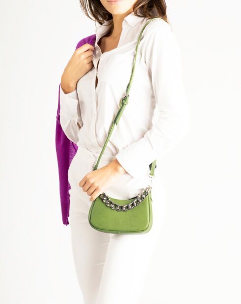 Sac bandoulière en Cuir Mia vert - 18x5x10 cm