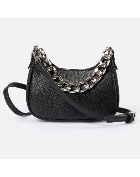 Sac bandoulière en Cuir Mia noir - 18x5x10 cm