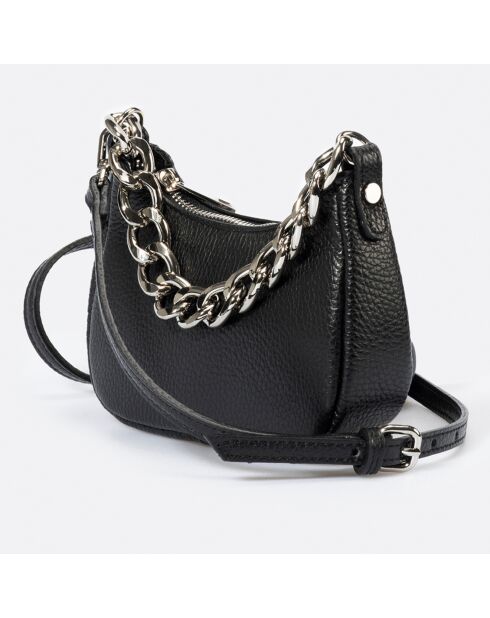 Sac bandoulière en Cuir Mia noir - 18x5x10 cm