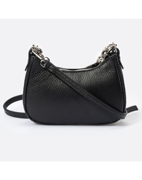 Sac bandoulière en Cuir Mia noir - 18x5x10 cm