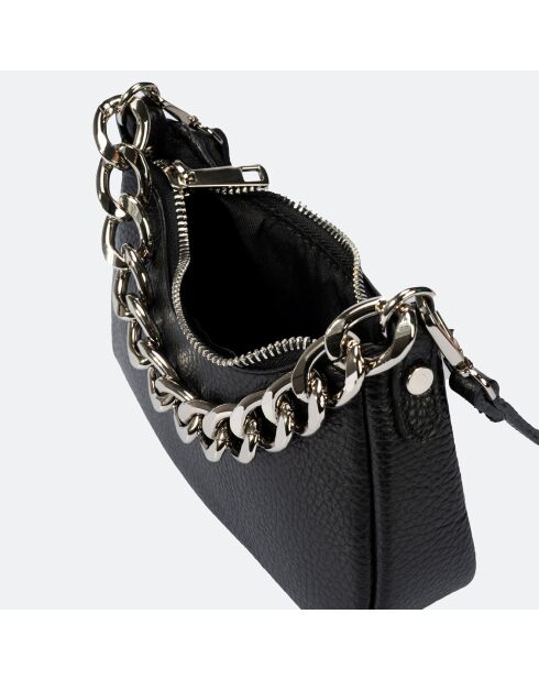 Sac bandoulière en Cuir Mia noir - 18x5x10 cm