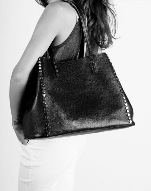 Sac porté épaule en Cuir Sonia noir - 39x20x29 cm