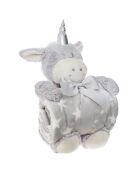 Set Plaid et peluche Licorne aléatoire - 25x20x26 cm