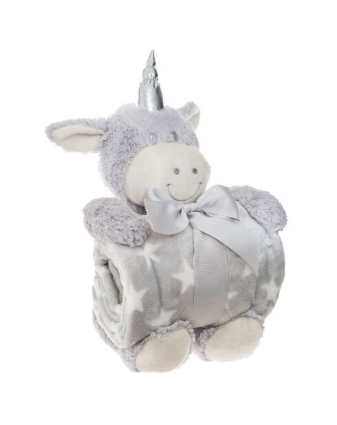 Set Plaid et peluche Licorne aléatoire - 25x20x26 cm