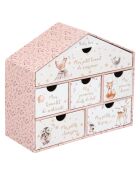 Coffret Naissance forme Maison  rose - 20.5x9x19 cm