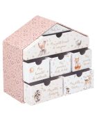 Coffret Naissance forme Maison  rose - 20.5x9x19 cm