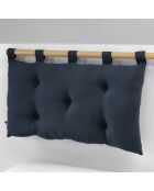 Tête de lit 5 boutons avec passants Gaze de coton Gaïa Minuit bleu foncé - 50x80 cm