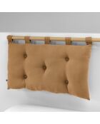 Tête de lit 5 boutons avec passants Gaze de coton Gaïa Camel marron - 50x80 cm