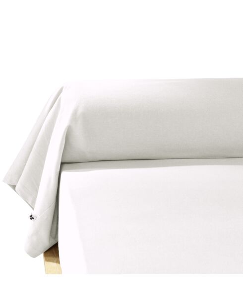 Taie de traversin en Flanelle Candice Neige blanche - 85x185 cm