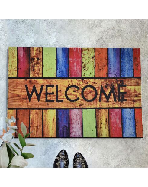 Paillasson welcome arc-en-ciel multicolore - 40x60 cm