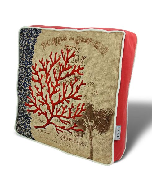 Coussin corail multicolore - 42x42  cm