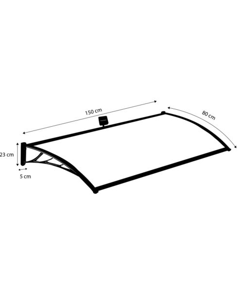 Marquise LED noire - 150x80 cm