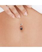 Piercing de Nombril en Argent rhodié & Perles de Culture d'Eau Douce Boutons black tahiti