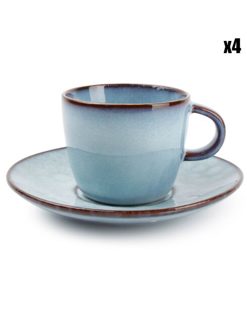 4 Tasses à moka et soucoupes Marrakesh bleues - 9cl