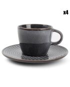 4 Tasses à moka et soucoupes Stitch grises - 9cl