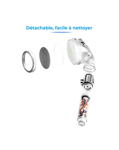 Pommeau de douche Eco Filter chromé  - 53x29x34 cm