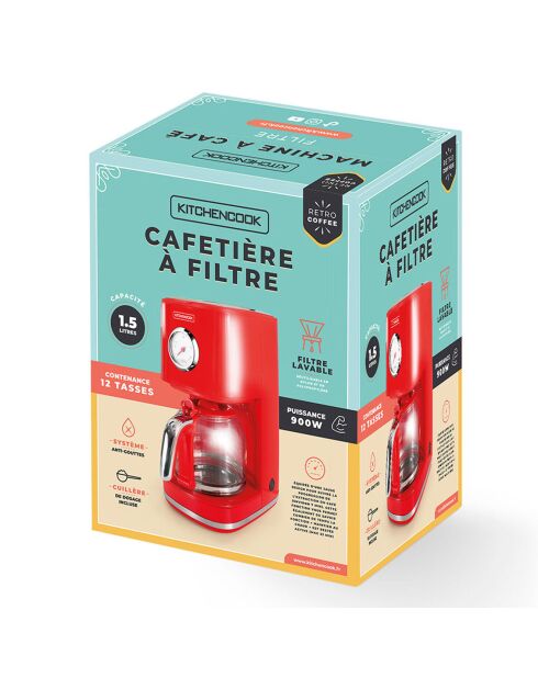 Cafetière Style rétro rouge - 45.2x31.2x39.6 cm