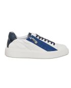 Sneakers en Cuir Vitello blanc/bleu/noir