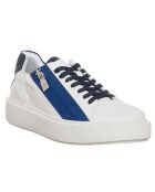 Sneakers en Cuir Vitello blanc/bleu/noir