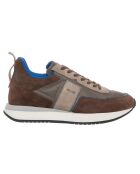 Sneakers en Velours de Cuir Sean marron/beige