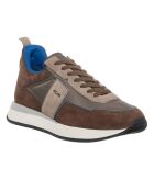 Sneakers en Velours de Cuir Sean marron/beige