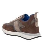 Sneakers en Velours de Cuir Sean marron/beige