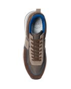 Sneakers en Velours de Cuir Sean marron/beige