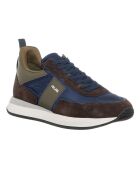 Sneakers en Velours de Cuir Fado marron/bleu marine/kaki