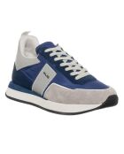 Sneakers en Velours de Cuir Fado bleu/gris