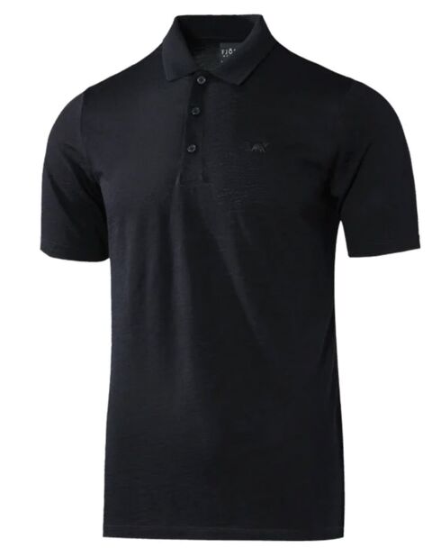 Rigi Herren-Poloshirt aus 100% Merinowolle, Schwarz