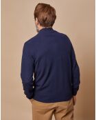 Pull 100% Cachemire 4 fils John col camionneur bleu marine/gris