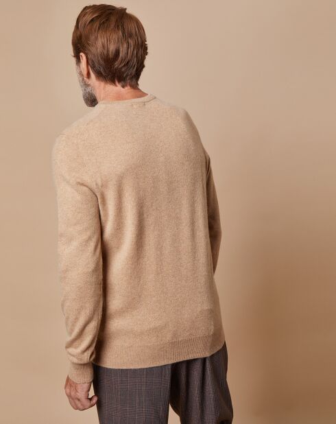 Pull 100% Cachemire Lucien col V beige