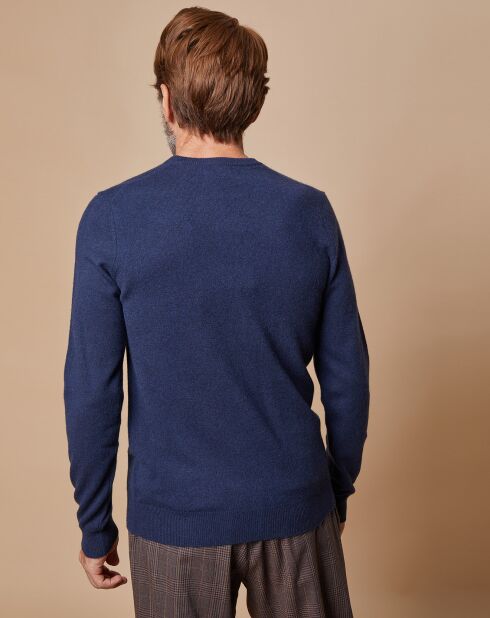 Pull 100% Cachemire Lucas col rond bleu marine