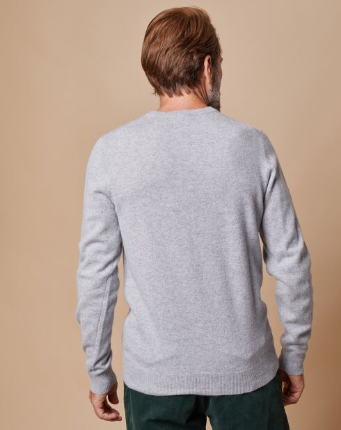 Pull 100% Cachemire Lucas col rond gris clair